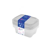 Conjunto de Pote Plástico Retangular Sortido 800ml 3 Peças MB