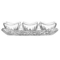 Conjunto Petisqueira Isadora Tem Glass com 3 Bowls e Prato
