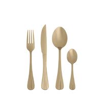 Faqueiro de Inox Positano Dourado Lyor com 24 peças
