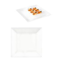 Prato Raso Melamina Quadrado Branco Tuut 25cm