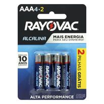 Pilha Alcalina AAA Rayovac 1,5V 6 unidades