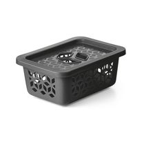 Cesto Organizador de Plástico com Tampa UZ Cinza Titânio 1,5L