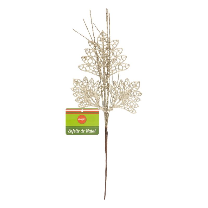 Galho-Folhas-Glitter-Champagne-Magizi-30cm-82958