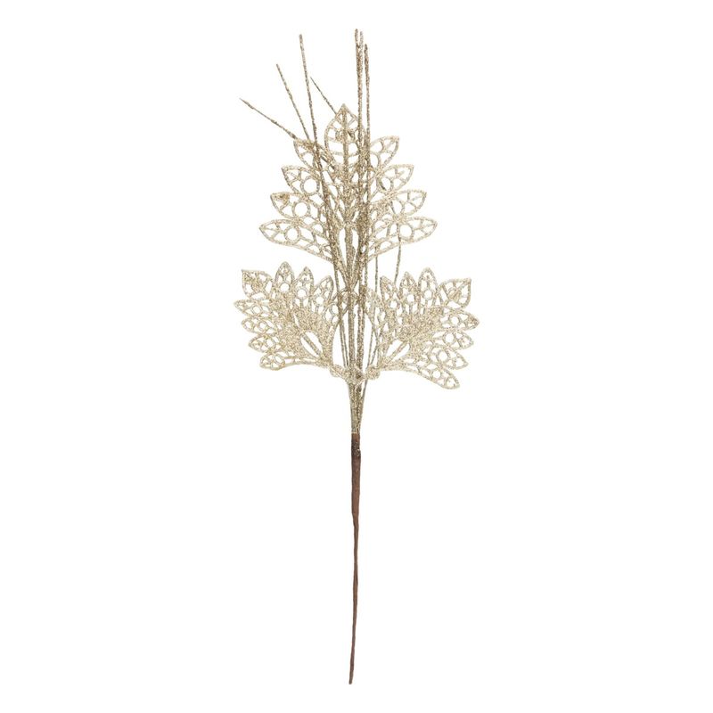 Galho-Folhas-Glitter-Champagne-Magizi-30cm-82962