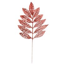 Galho Folhas Glitter Vermelho Powner 43cm