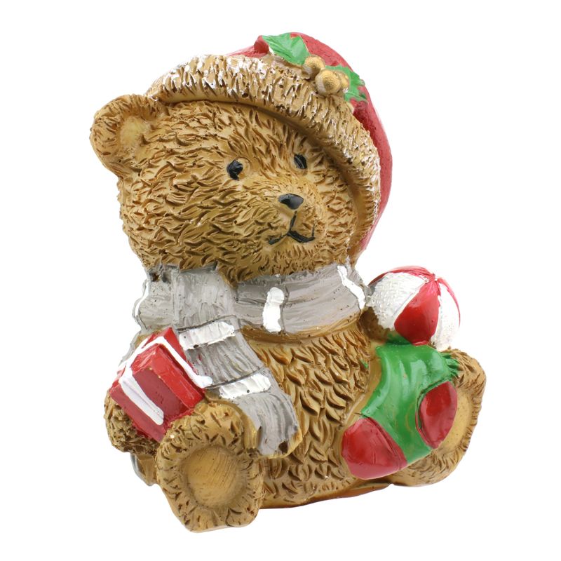 EnfeitedeUrsoComBolaVermelhaeDouradaMagizi13cm-162605