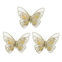 Conjunto de Borboletas Champanhe Magizi 12cm 3 Peças