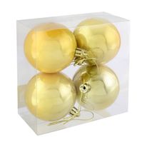 Conjunto Bola de Natal Perolado Amarela Powner 6cm com 4 peças