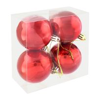 Conjunto Bola de Natal Perolado Vermelha Powner 6cm com 4 peças