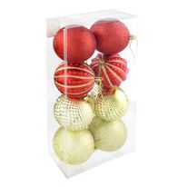 Conjunto Bola de Natal Vermelha e Dourada Powner 8cm com 8 peças