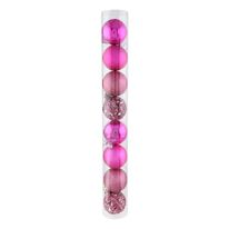 Conjunto Bola de Natal Rose Powner 6cm com 8 peças