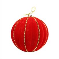Bola de Natal Vermelha Veludo Magizi 12cm