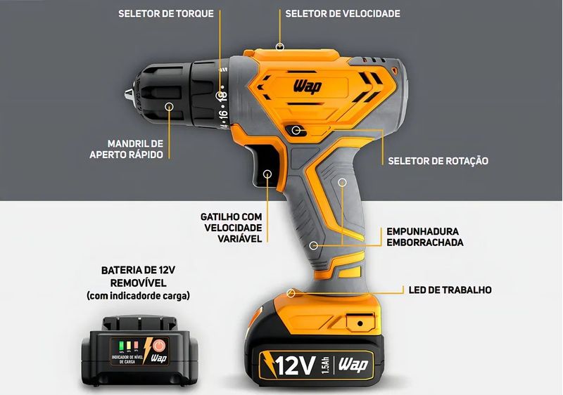 ParafusadeiraeFuradeiraWap12V11Pecas-164882