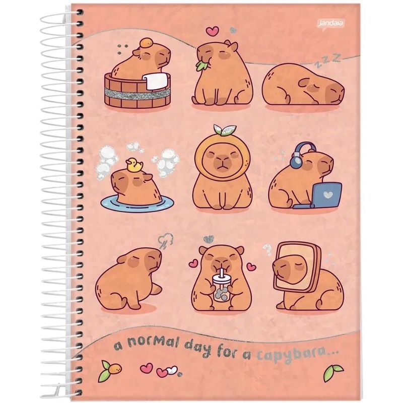CadernoEspiralCapaDuraCapyvibesJandaia10x1160folhas-165391