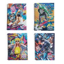 Caderno Capa Dura Espiral Teen way Sortido Jandaia 1x1 96 folhas