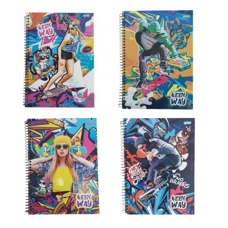 CadernoCapaDuraEspiralTeenwayJandaia1x196folhas-165582