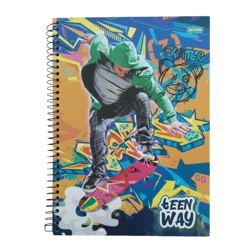 CadernoCapaDuraEspiralTeenwayJandaia1x196folhas-165584