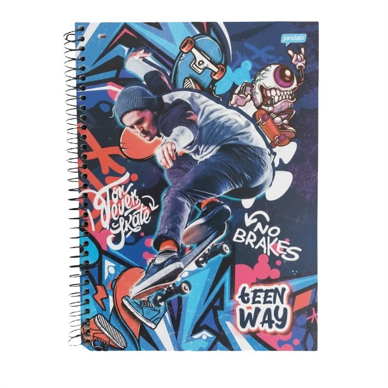 CadernoCapaDuraEspiralTeenwayJandaia1x196folhas-165586