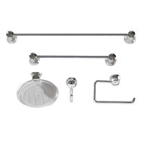 Kit Acessórios para Banheiro Cromado Bella Arte 5 Peças