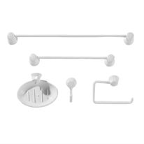 Kit Acessórios para Banheiro Branco Bella Arte 5 Peças