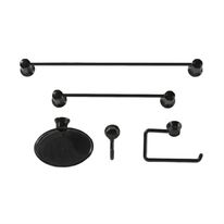 Kit Acessórios para Banheiro Preto Bella Arte 5 Peças