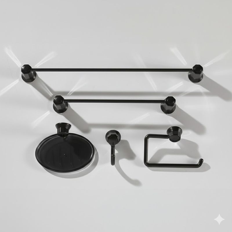 KitAcessoriosparaBanheiroPretoBellaArte5Pecas-166688