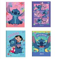 Caderno Brochura Capa dura Stitch Sortido Foroni 1/4 com 80 folhas