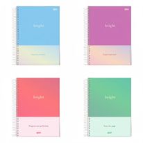Caderno Espiral Capa Dura Bright Sortido Jandaia 80 folhas