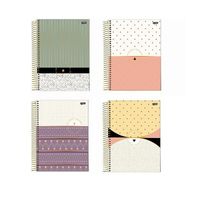 Caderno Espiral Capa Dura Dots Jandaia Sortido 160 folhas 10 Matérias