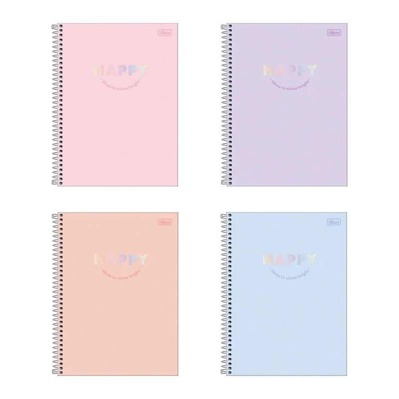 CadernoEspiralCapaDuraTilibraHappySortido16x1256folhas-165793