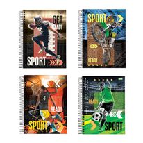 Caderno Espiral Capa Dura Sport Jandaia Sortido 10x1 com 160 folhas