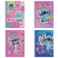 Caderno Espiral Capa Dura Stitch Sortido Foroni 1/4 com 80 folhas