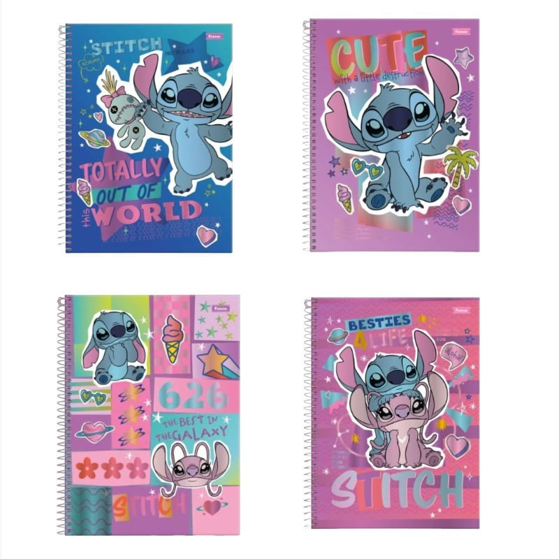 CadernoEspiralCapaDuraStitchForoniSortido1/8com80folhas-165135