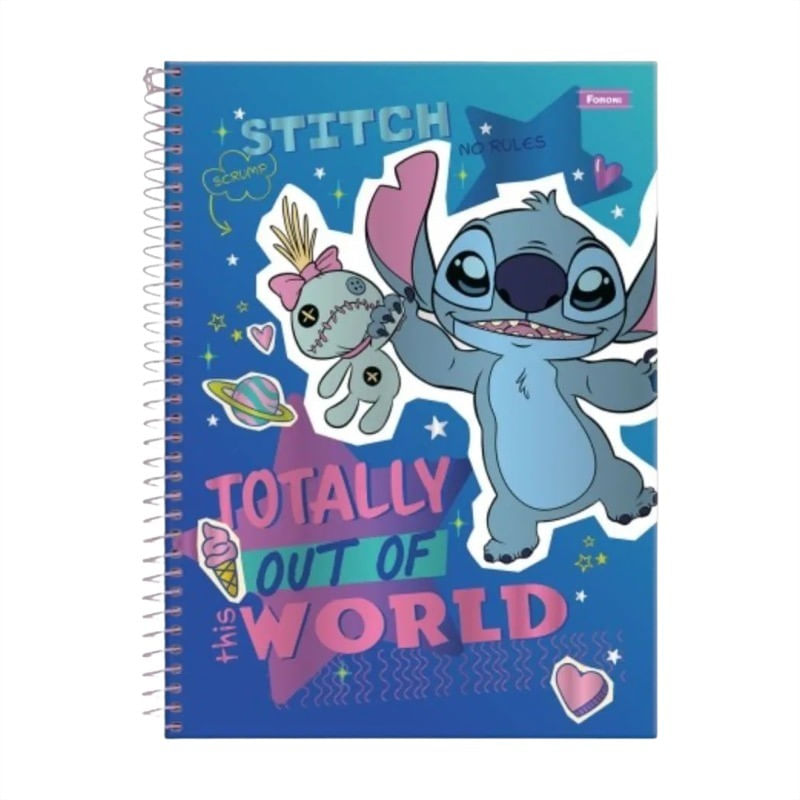 CadernoEspiralCapaDuraStitchForoniSortido1/8com80folhas-165136