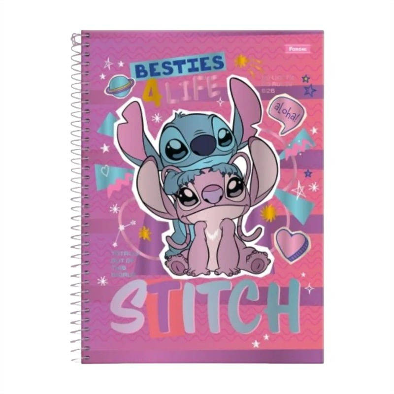 CadernoEspiralCapaDuraStitchForoniSortido1/8com80folhas-165139