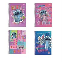 Caderno Espiral Capa dura Stitch Sortido Foroni 10x1 com 160 folhas