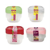 Conjunto de Pote Plástico Quadrado Sortido 4 Peças 250ml Plasvale