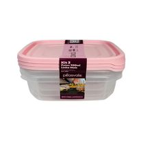 Conjunto de Pote Plástico Quadrado Sortido 3 Peças Plasvale