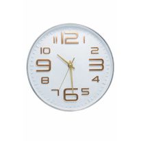 Relógio de Parede Redondo Lyor Branco e Dourado 25cm