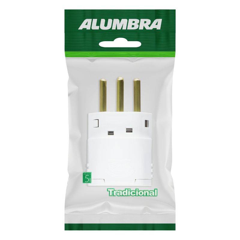 AdaptadorparaTomada2pinos+TerraAlumbra10A-30007