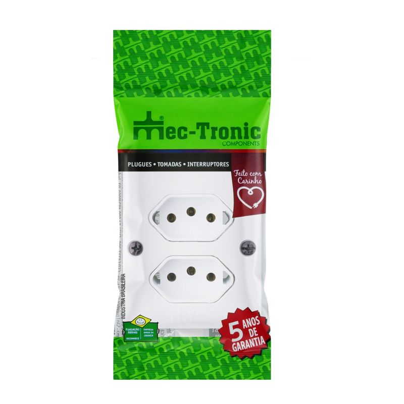 TomadaDupladeSobrepor2pinos+Terra10AMec-TronicMillenium-31757