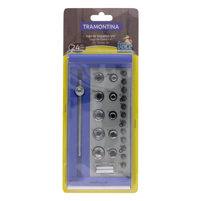 JogodeSoquetesemAcoCarbonoTramontina1/4``24pecas-33437