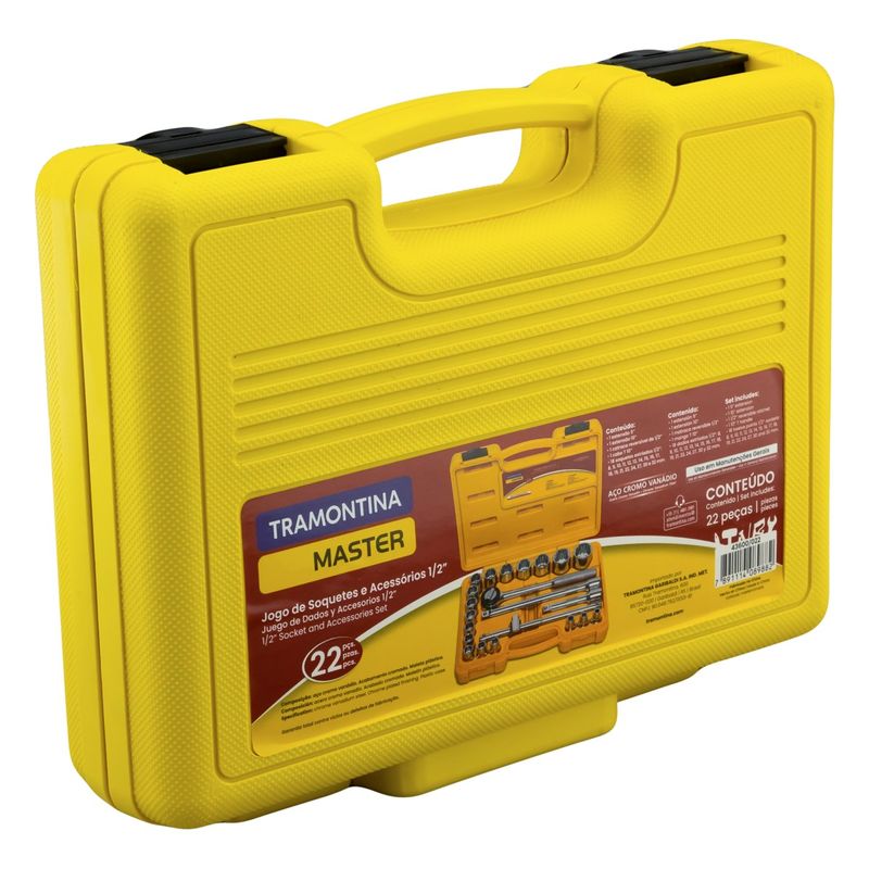 JogodeSoquetesemAcoCromoVanadioTramontina1/2``22pecas-33459