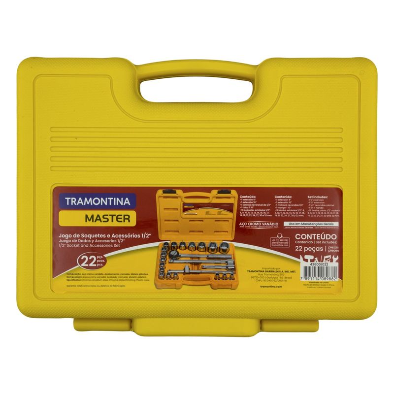 JogodeSoquetesemAcoCromoVanadioTramontina1/2``22pecas-33460