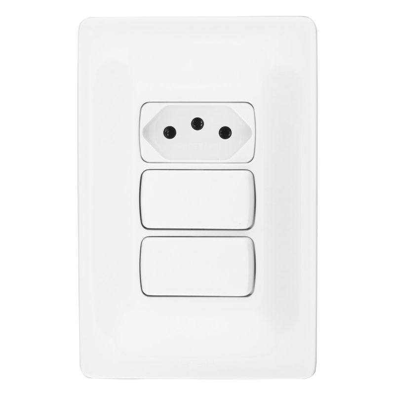 Interruptor1TeclaSimples+1TeclaParalela+1Tomada2pinos+TerraPial-33683