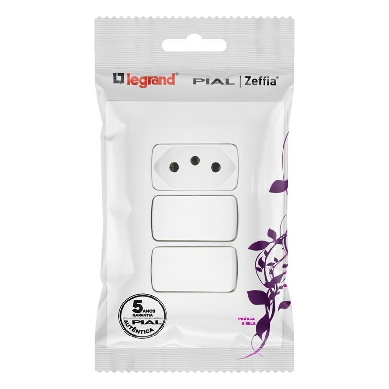 Interruptor1TeclaSimples+1TeclaParalela+1Tomada2pinos+TerraPial-33679