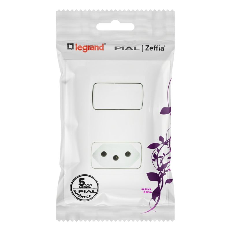 Interruptor1TeclaParalela+1Tomada2pinos+TerraPialZeffia-33691