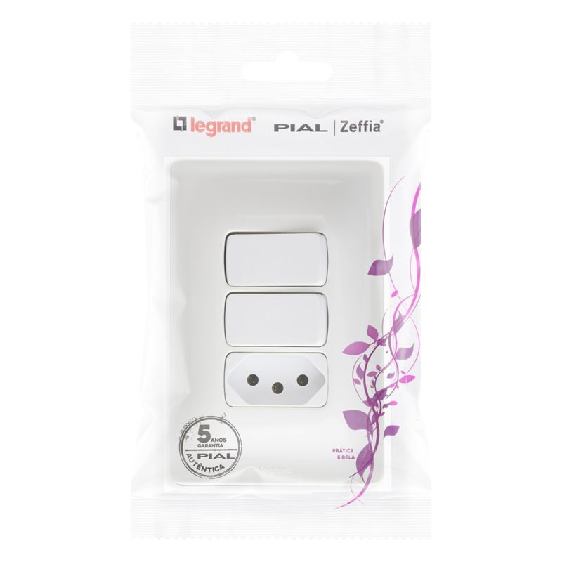 Interruptor2TeclasParalelas+1Tomada2pinos+TerraPialZeffia-33703