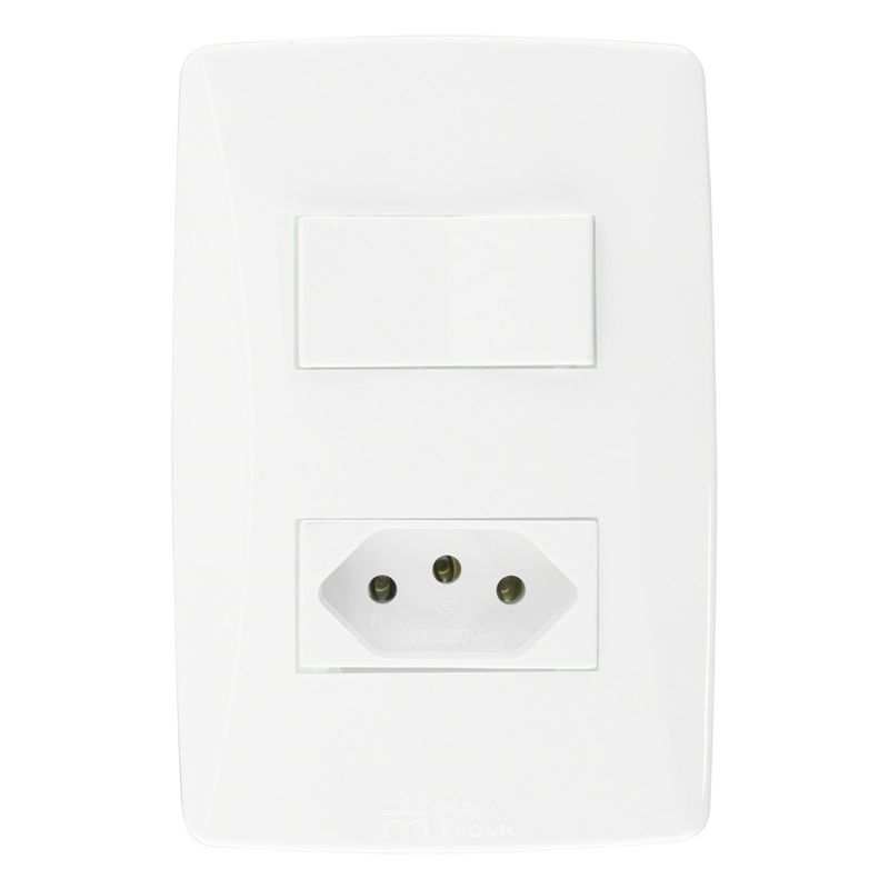 Interruptor1TeclaParalela+1Tomada2pinos+Terra10AMec-TronicPetra-38948