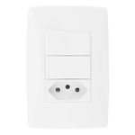 Interruptor1TeclaSimples+1TeclaParalela+1Tomada2pinos+TerraMec-TronicPetra-38954